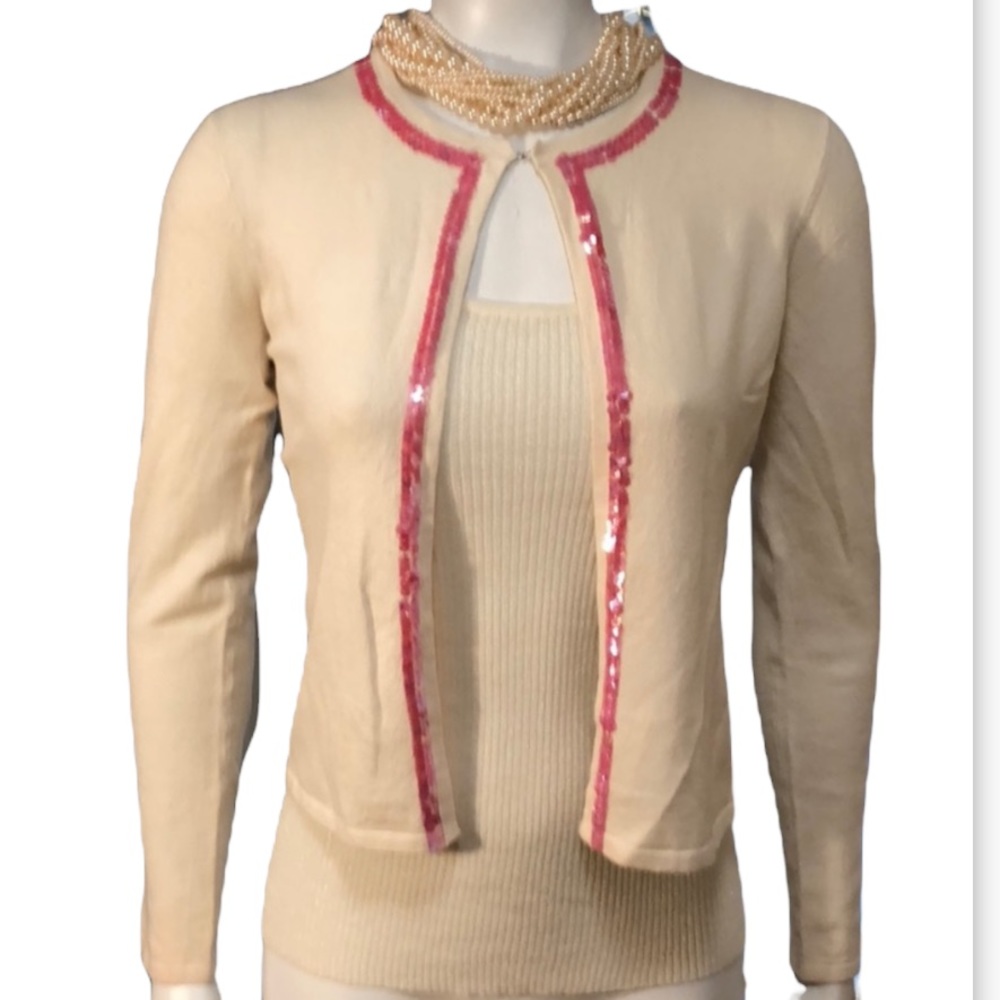 Jane Doe Sequin trim cardigan sweater